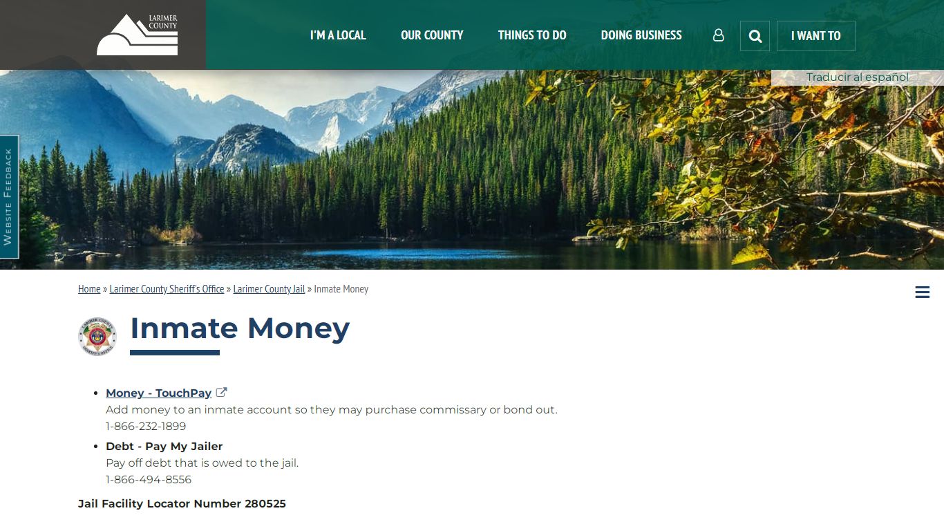 Inmate Money | Larimer County